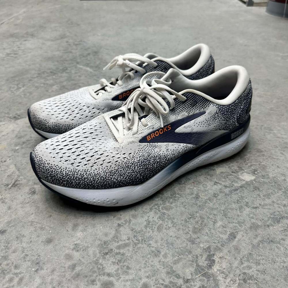 Brooks Ghost 16 Neutral Running Shoes - White/Orange - Size 13